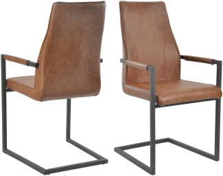 Esszimmerstuhl 2er Set braun Kunstleder-Optik Polsterstuhl Stuhlset Küchenstuhl