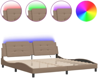 vidaXL Bettgestell mit LED ohne Matratze "Zadar" Cappuccino-Braun 200x200 cm Kunstleder 3214135
