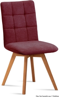 Esszimmerstuhl (2er-Set) Dinny 47 x 91 x 60 Eiche geölt/Marsala