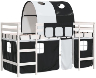vidaXL Kinderhochbett mit Tunnel Weiß & Schwarz 80x200 cm Kiefernholz 3206985