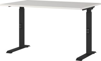 Germania Schreibtisch 7910-581, in Lichtgrau/Schwarz, me. höheneinst, 120 x 91 x 80 cm (BxHxT)