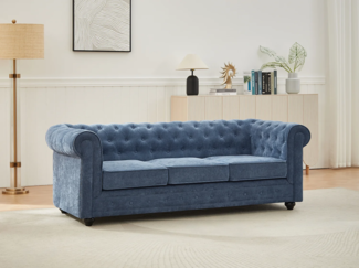 Vente-unique - 3-Sitzer-Sofa - Stoff - Blau - CHESTERFIELD