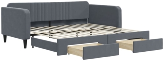 vidaXL Tagesbett Ausziehbar mit Schubladen Dunkelgrau 100x200 cm Samt 3197119