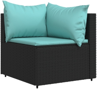 vidaXL Garten-Ecksofa mit Kissen Schwarz Poly Rattan 319793