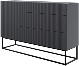 Selsey 'Veldio' Sideboard mit Schubladen, schwarz mit Metallgestell, ca. 90 x 140 x 38 cm