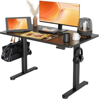 Höhenverstellbarer Schreibtisch 120x60 cm Elektrisch Schwarz Stahl