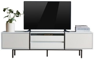 HAUSS SPOLE TV-Schrank Lowboard Sideboard Fernsehschrank Kommode mit Stauraum,Weiß (TV-Schrank mit ausziehbaren Schubladen für Projektor, Lowboard mit Stauraum und Farbblock-Design – für Wohnzimmer & Heimkino, 2 Türen & 2 Schubladen, erhöhte Füße, mode...