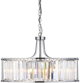 Victoria 5Flammiger Trommelpendelleuchte, Chrom Mit Kristallglas