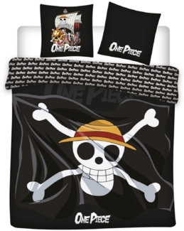 One Piece 3-teiliges Bettwäsche-Set – 1x Deckenbezug (240x220) & 2x Kissenbezug (65x65 cm) aus Polycotton