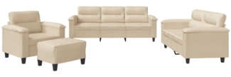 vidaXL 4-tlg. Sofagarnitur mit Kissen Creme Mikrofasergewebe 3202300