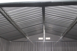 Gerätehaus Gartenhaus Geräteschuppen inkl. Metallfundament 213x127x185 cm Metall-Dunkelgrau