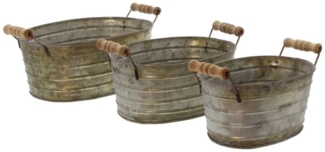 3er Set Metallwanne Blumenkübel Pflanzkasten Blumenkasten Pflanzkübel Deko