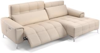 Sofanella SALENTO Ecksofa Ledercouch Funktionssofa Sofa in Creme S: 217 x 163 Breite x 100 Tiefe