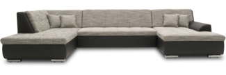 DOMO Collection Treviso, Wohnlandschaft, Webstoff/Kunstleder weißgrau/schwarz, 201 x 360 x 178 cm