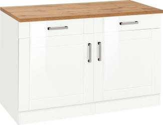 KOCHSTATION Unterschrank KS-Tinnum 120 cm breit, Metallgriffe, MDF Fronten, 2 Schubkästen, 2 Türen