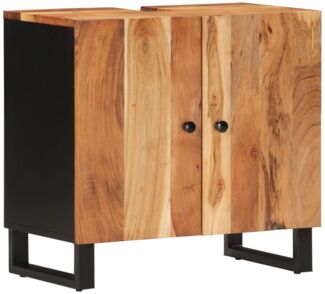 Waschbeckenunterschrank, Badschrank Massivholz Akazie und Holzwerkstoff de7670
