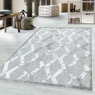 Teppium Teppich Boho-Design, Rechteckig, Höhe: 10 mm, Outdoor Teppich Grey farbe 3D Boho Design für Küchen Balkon Terrasse