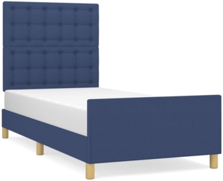 vidaXL Bettgestell mit Kopfteil Blau 90x190 cm Stoff 3125347