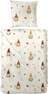 Primera Feinbiber Bettwäsche 155x220 Wichtel Laterne natur grün rot 173206-72