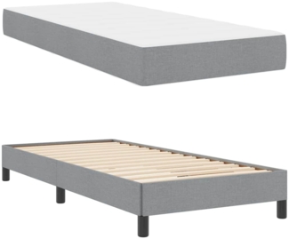vidaXL Boxspringbett mit Matratze Hellgrau 90 x 190 cm Stoff 3398451