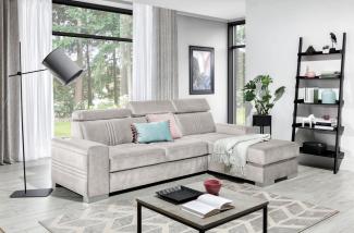 Ecksofa Schlafsofa NOLAN XS inkl. USB in Stoff Element Creme Ottomane Rechts