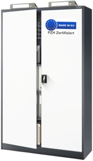 Aktenschrank abschließbar KADO - 5 Ebenen verstellbar, Flügeltüren | Metallschrank Werkstatt Mehrzweckschrank Büroschrank aus Stahl Werkzeugschrank, 185x115x40cm Anthrazit-Weiß