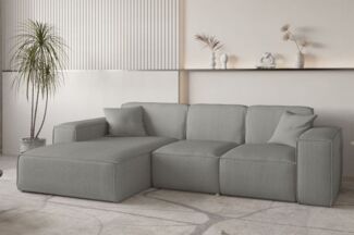 Ecksofa Designersofa CELES PREMIUM in Stoff Scala Grau Ottomane Links