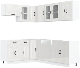 vidaXL 11-tlg. Küchenschrank-Set Kalmar Hochglanz-Weiß Holzwerkstoff 3314883