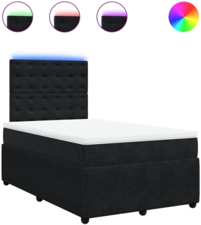 vidaXL Boxspringbett mit Matratze Schwarz 120x200 cm Samt 3294624