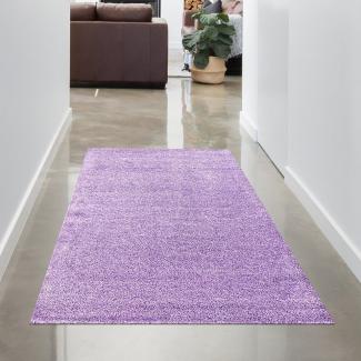 Carpetia Teppich Modernes Wohndesign in Flieder: Luxuriöser Hochflor-Teppich, rund, Höhe: 30 mm, Geeignet für Fußbodenheizung