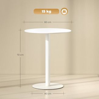 MC Star Esstisch Runder Küchentisch für 2 Personen, Moderner Esszimmertisch (für Wohnzimmer, Garten, Stahl, Ø60 x 72 cm, Weiß)