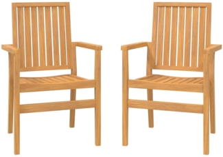 vidaXL Stapelbare Gartenstühle 2 Stk. 56,5x57,5x91 cm Massivholz Teak 364404