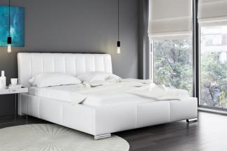 Polsterbett Doppelbett MARLON Komplettset Kunstleder Weiss 140x200 cm
