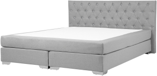 Boxspringbett Polsterbezug Leinenoptik hellgrau 180x200 cm DUCHESS