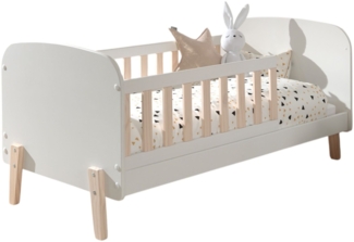 Babybett Karilynn 147x77x68 Gitterbett MDF+Massivholz Weiß