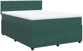 vidaXL Boxspringbett mit Matratze Dunkelgrün 140x190 cm Samt 3287737