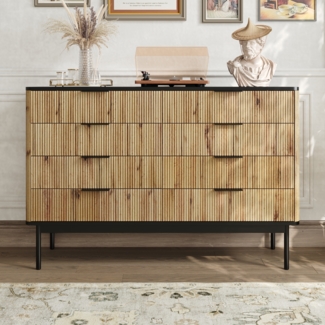 Modernes Sideboard mit Schubladen, natur/schwarz, 120 x 39,5 x 80 cm