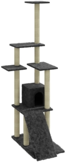 vidaXL Kratzbaum mit Sisal-Kratzsäulen Dunkelgrau 155 cm 171517
