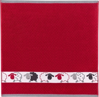 Kracht Küchen Textilien Schäfchen|Baumwoll Küchentuch 50x50 cm rot 3er Pack