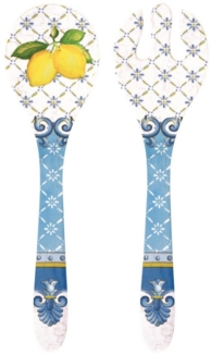 EasyLife Salatbesteck Sorrento, Spülmaschinengeeignet, Mehrfarbig, Motiv: Zitronen