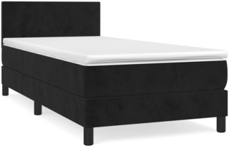 vidaXL Boxspringbett mit Matratze Schwarz 100x200 cm Samt 3141169