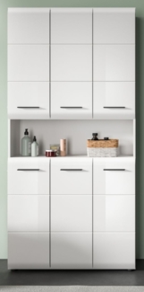 Badezimmer Hochschrank Cover in weiß Hochglanz 90x185 cm