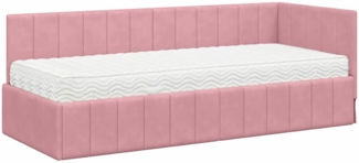 vidaXL Eckbettgestell mit Matratze mit Kopfteil Rosa 80 x 200 cm Samt 3393841