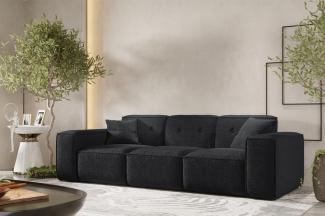 Sofa Designersofa CESINA 3-Sitzer in Stoff Ascot Bukla Schwarz