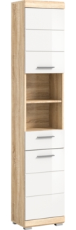 Hochschrank Lambada - Sonoma Eiche / Weiß Hochglanz