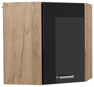 Vicco Eckhängeschrank R-Line, Schwarz Hochglanz/Goldkraft Eiche, 57 cm