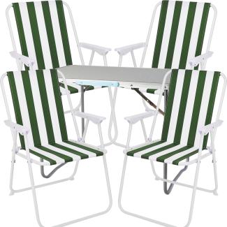 5-teiliges Campingmöbel Set Alu L80xB60xH68cm Grün-weiß gestreift