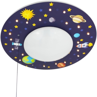 Coole Deckenlampe mit Weltall Motiv fürs Kinderzimmer Schlummerlicht bunt Ø 54cm