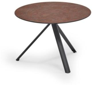 Trio Garten Beistelltisch wetterfest Graumetallic HPL Corten ∅70 cm