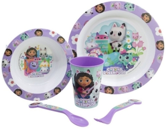 Gabby's Dollhouse Teller-Set Mikrowellengeeignet 5-teiliges Kindergeschirr mit rutschfestem Boden